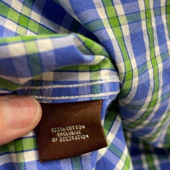 Men's Tailorbyrd Green/Blue Pinstripe Button Down Shirt Size XL - Picture 5 of 5